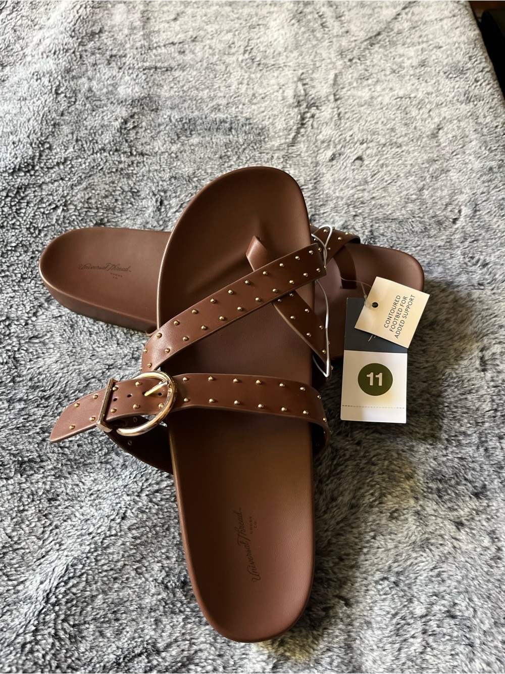 Universal Thread Brown Studded Crisscross Slide Sandals